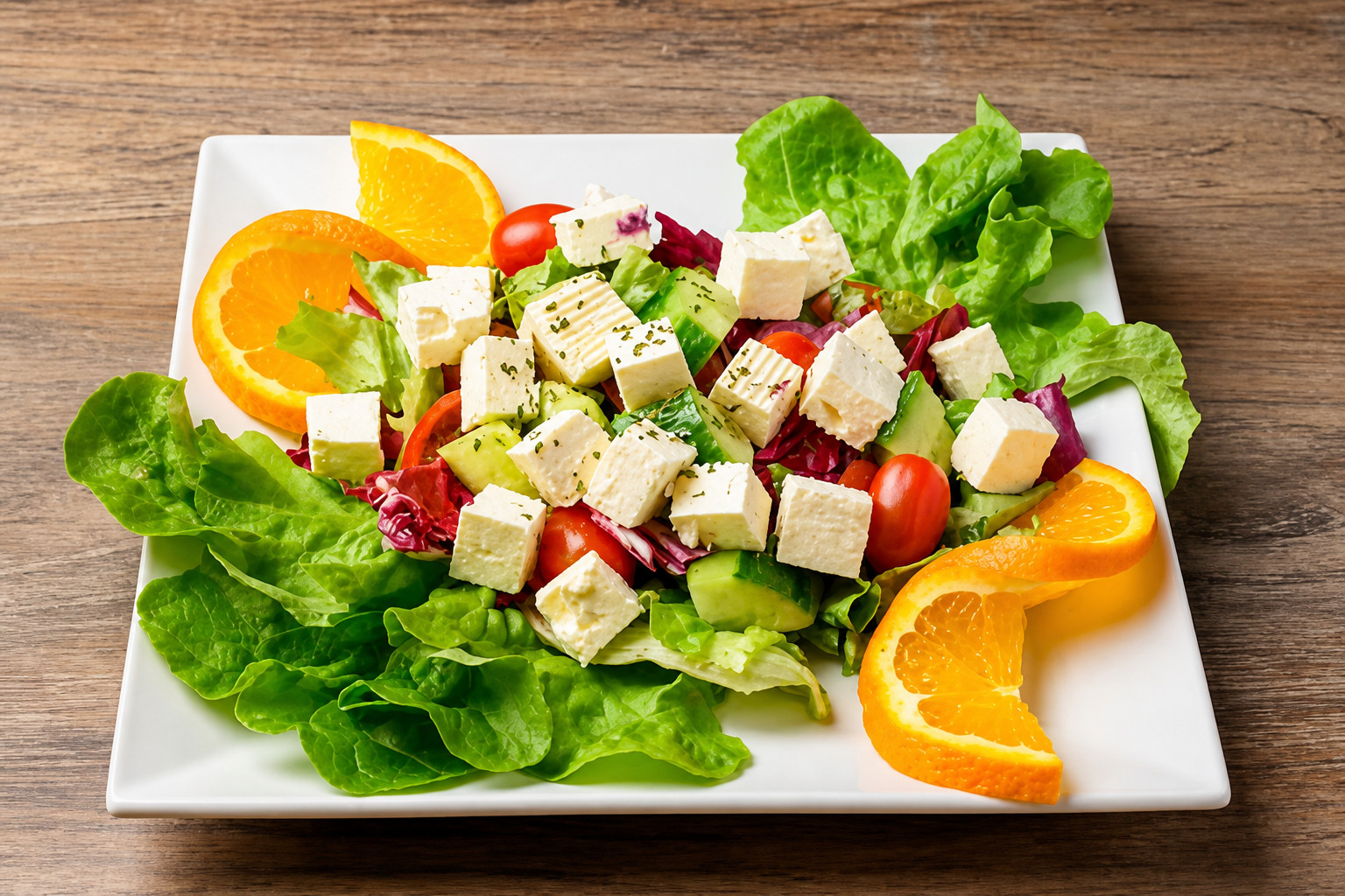 Hirtensalat mit Feta, frischem Gemüse und Orangenspalten – Balkan Grill Pnishi