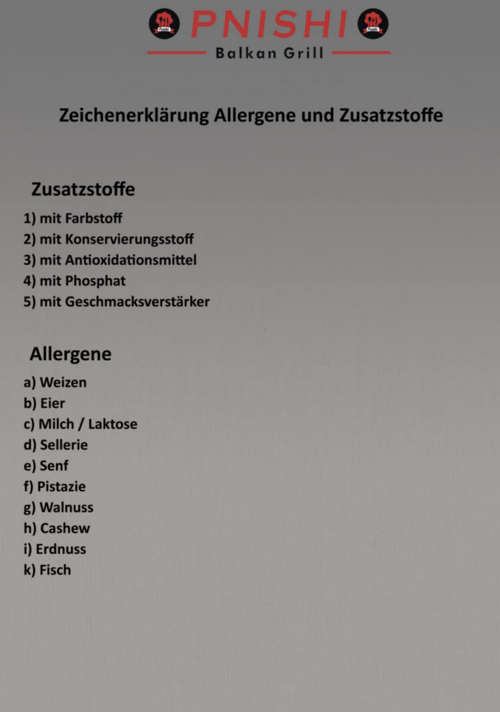 Allergene & Zusatzstoffe